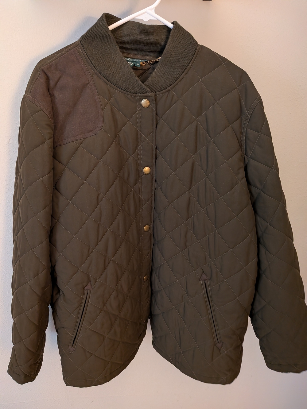 Vintage Lauren Ralph Lauren 3X Brown Quilted Barn Jacket Snap Front Plus Size